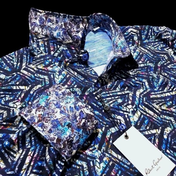 Robert Graham Geometric Paisley Mens Large Multicolor Classic Fit Sport Shirt - Picture 2 of 11